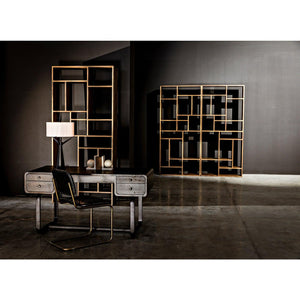 Noir Voltes Desk, Ebony Walnut with Black Steel-Noir Furniture-Blue Hand Home