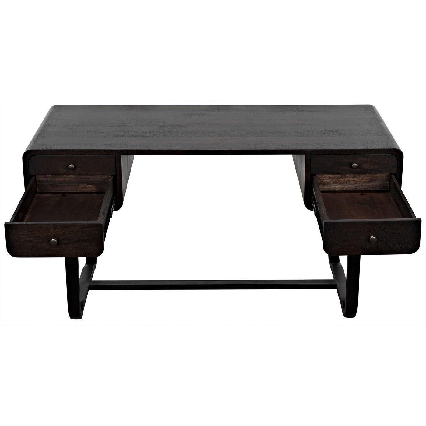 Noir Voltes Desk, Ebony Walnut with Black Steel-Noir Furniture-Blue Hand Home