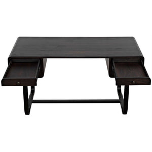 Noir Voltes Desk, Ebony Walnut with Black Steel-Noir Furniture-Blue Hand Home