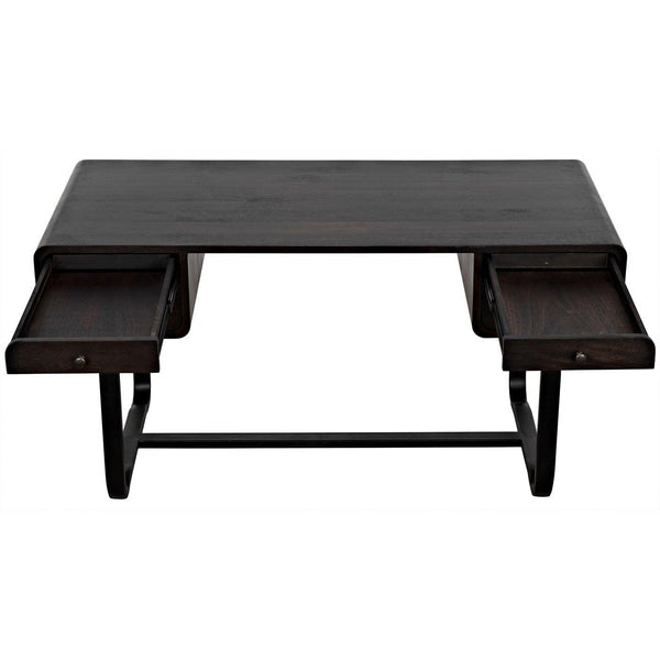 Noir Voltes Desk, Ebony Walnut with Black Steel-Noir Furniture-Blue Hand Home