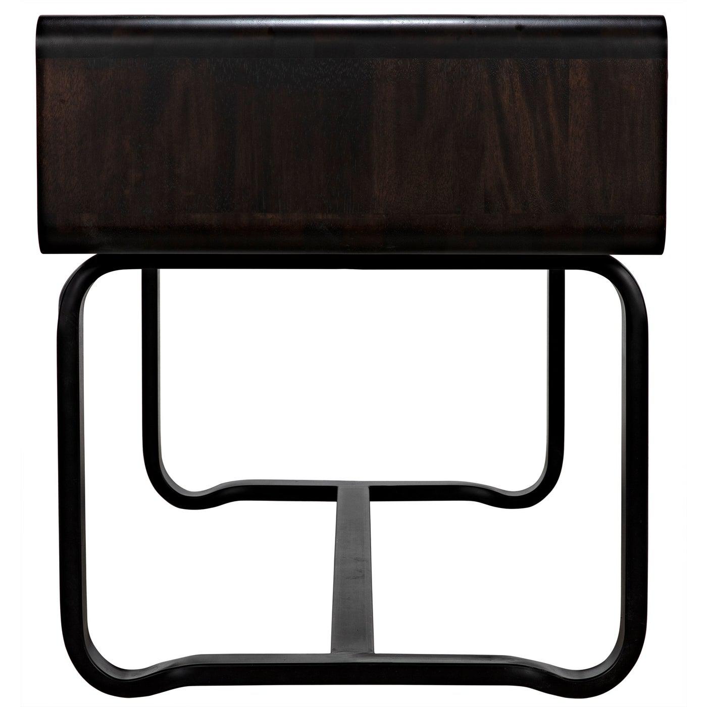 Noir Voltes Desk, Ebony Walnut with Black Steel-Noir Furniture-Blue Hand Home