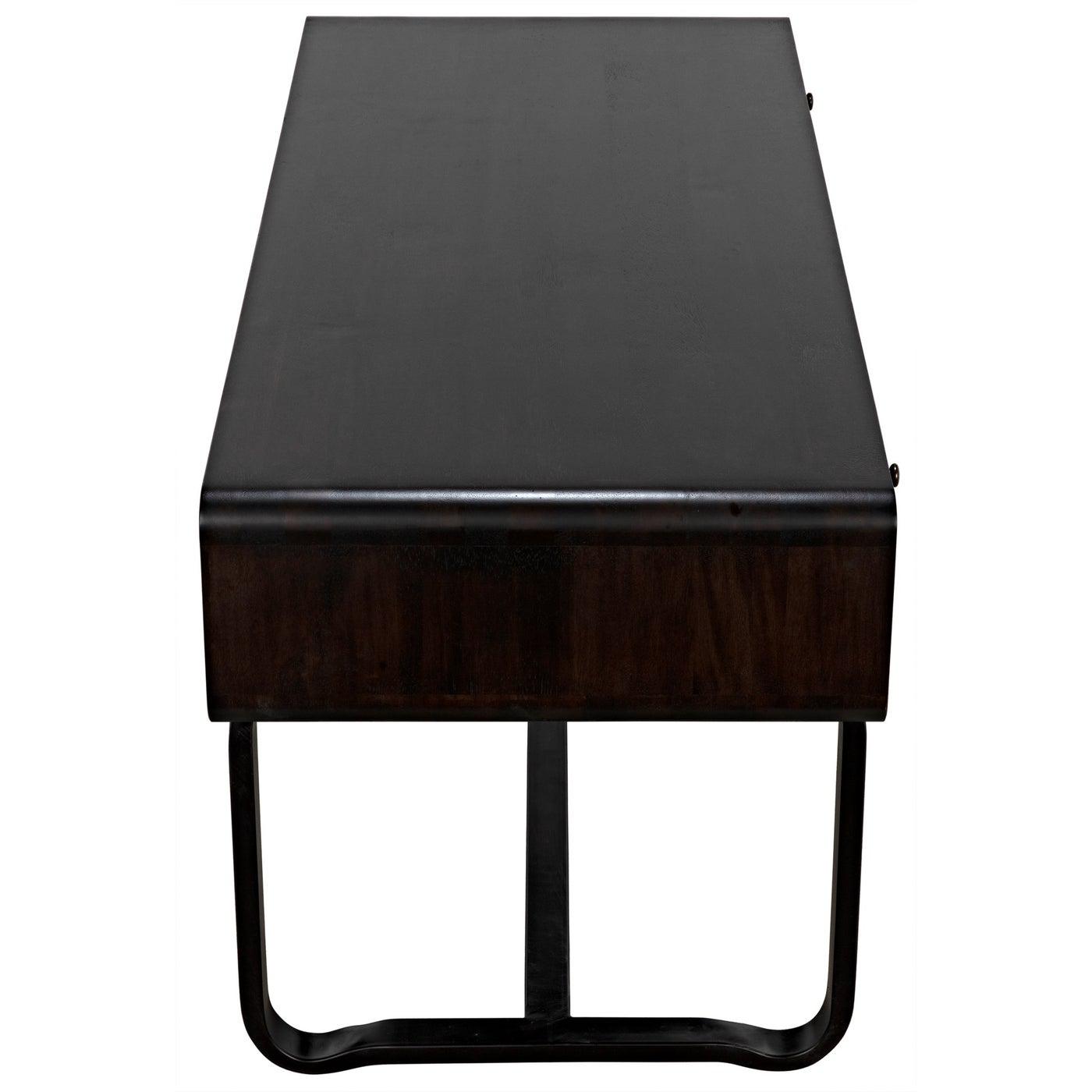 Noir Voltes Desk, Ebony Walnut with Black Steel-Noir Furniture-Blue Hand Home