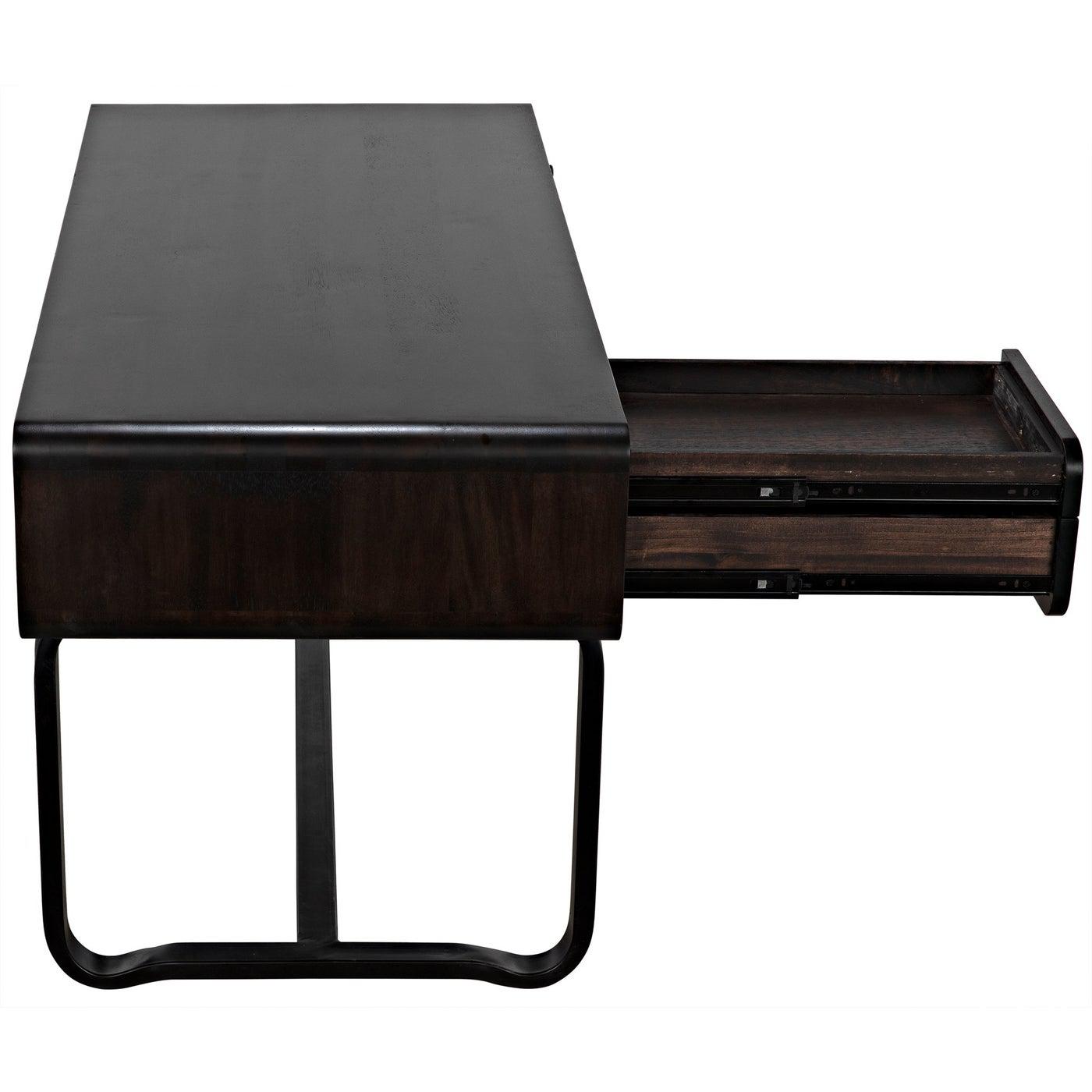 Noir Voltes Desk, Ebony Walnut with Black Steel-Noir Furniture-Blue Hand Home