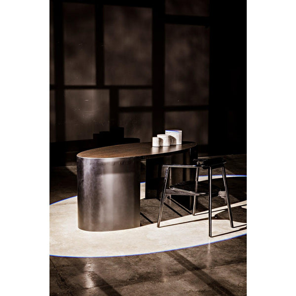 Noir Marigold Desk, Ebony Walnut with Black Steel-Noir Furniture-Blue Hand Home