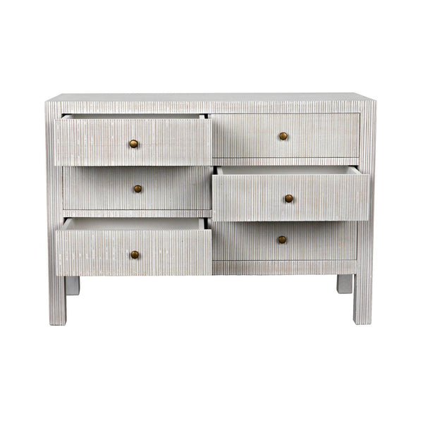 Conrad 6 Drawer Dresser, White Wash-Noir Furniture-Blue Hand Home