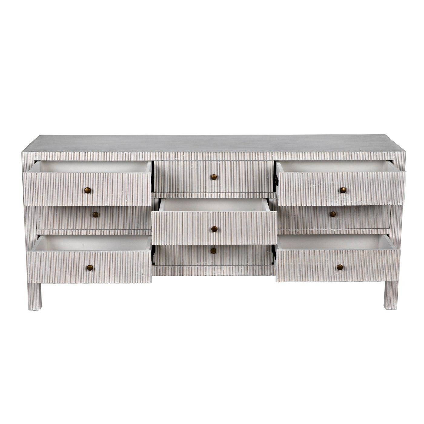 Conrad 9 Drawer Dresser, White Wash-Noir Furniture-Blue Hand Home