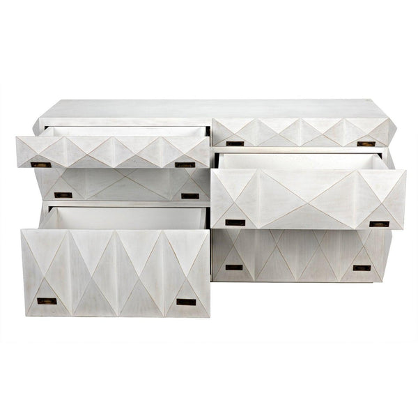 Noir Allegra Dresser, White Wash-Noir Furniture-Blue Hand Home