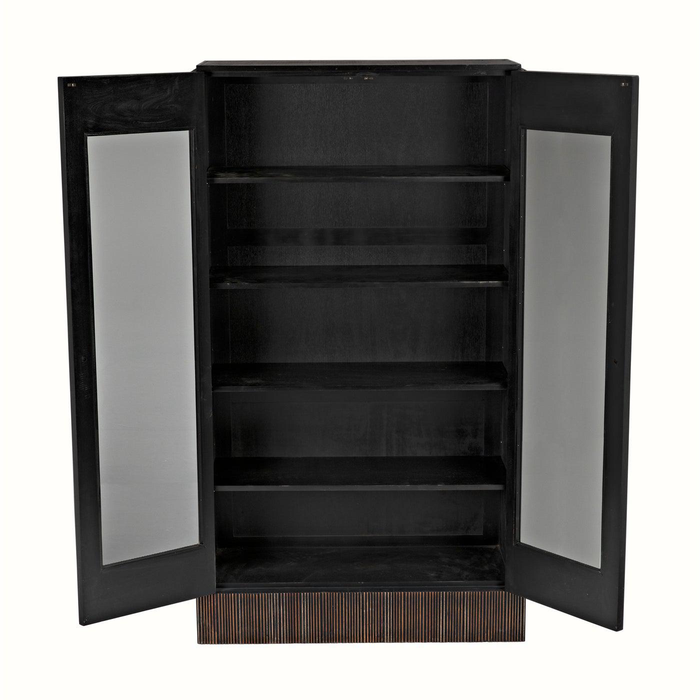 Noho Hutch, Hand Rubbed Black with Light Brown Trim