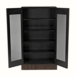 Noho Hutch, Hand Rubbed Black with Light Brown Trim-Noir Furniture-Blue Hand Home