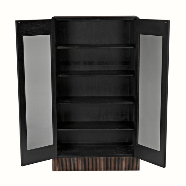 Noho Hutch, Hand Rubbed Black with Light Brown Trim-Noir Furniture-Blue Hand Home