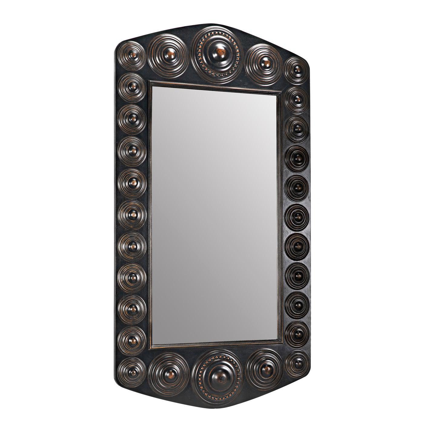 Nanna Mirror, Hand Rubbed Black with Light Brown Trim