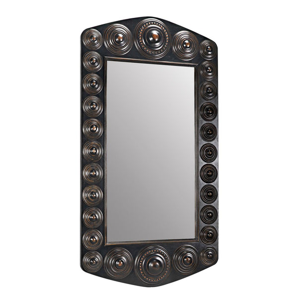 Nanna Mirror, Hand Rubbed Black with Light Brown Trim-Noir Furniture-Blue Hand Home