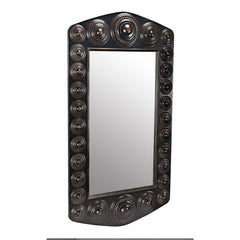 Nanna Mirror, Hand Rubbed Black with Light Brown Trim