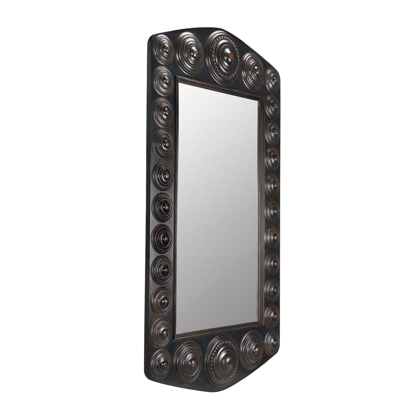 Nanna Mirror, Hand Rubbed Black with Light Brown Trim