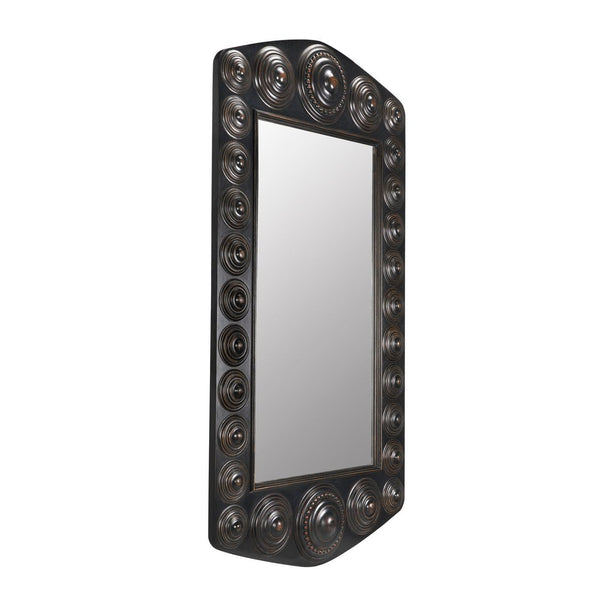 Nanna Mirror, Hand Rubbed Black with Light Brown Trim-Noir Furniture-Blue Hand Home
