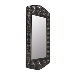Nanna Mirror, Hand Rubbed Black with Light Brown Trim