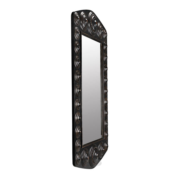 Nanna Mirror, Hand Rubbed Black with Light Brown Trim-Noir Furniture-Blue Hand Home