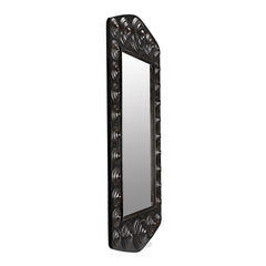 Nanna Mirror, Hand Rubbed Black with Light Brown Trim