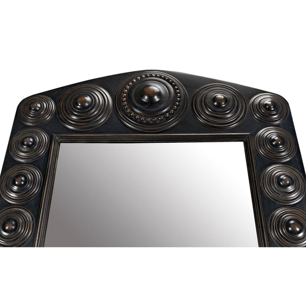 Nanna Mirror, Hand Rubbed Black with Light Brown Trim-Noir Furniture-Blue Hand Home