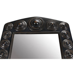 Nanna Mirror, Hand Rubbed Black with Light Brown Trim