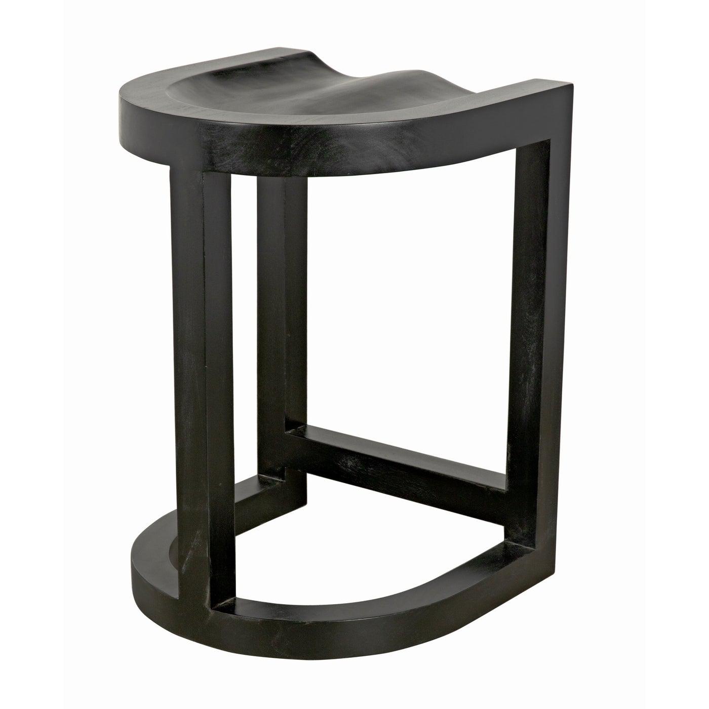 Noir Saddle Counter Stool, Hand Rubbed Black-Noir Furniture-Blue Hand Home