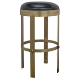 Noir Furniture Prince Counter Stool with Leather, Brass Finish-Noir Furniture-Blue Hand Home