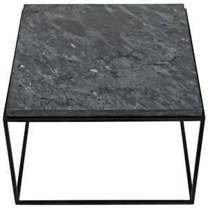 Noir Furniture Lomax Coffee Table, Black Metal Finish with Black Stone-Noir Furniture-Blue Hand Home