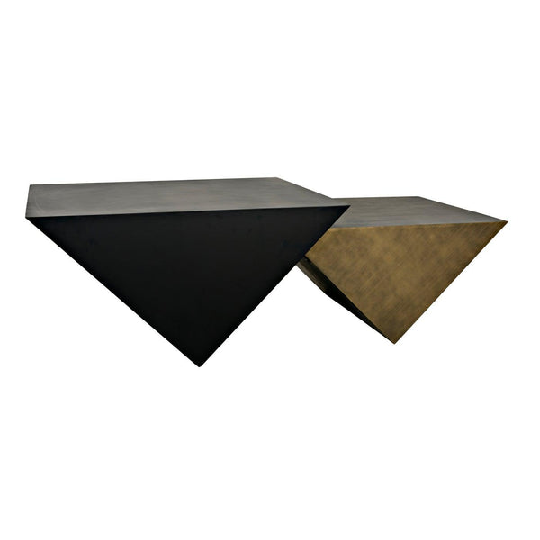 Noir Amboss Coffee Table, Black Metal, Aged Brass Finish-Noir Furniture-Blue Hand Home