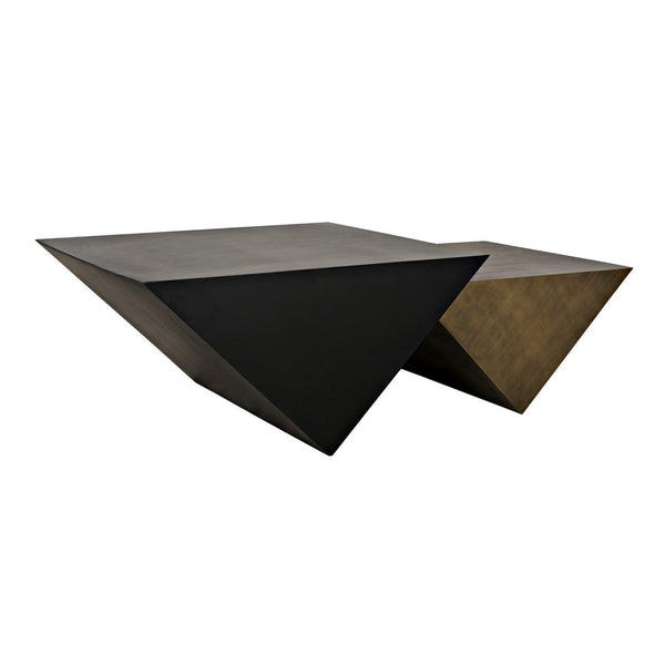 Noir Amboss Coffee Table, Black Metal, Aged Brass Finish-Noir Furniture-Blue Hand Home