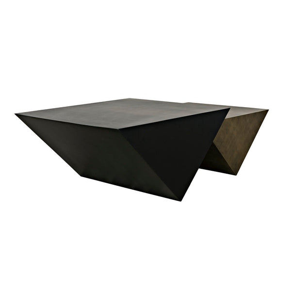 Noir Amboss Coffee Table, Black Metal, Aged Brass Finish-Noir Furniture-Blue Hand Home