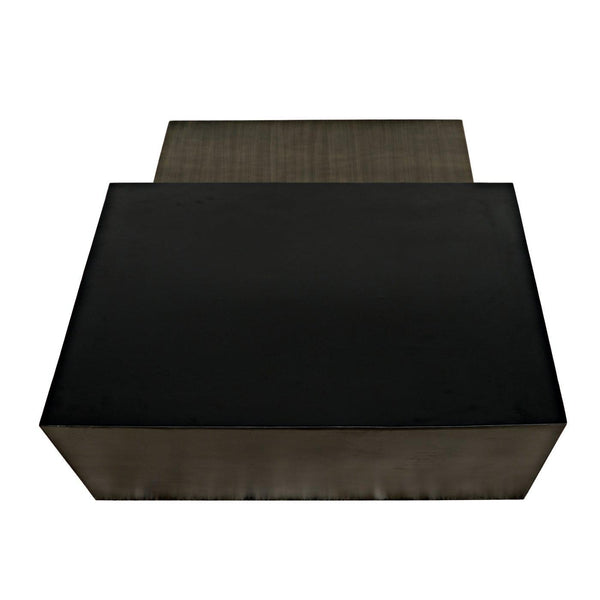 Noir Amboss Coffee Table, Black Metal, Aged Brass Finish-Noir Furniture-Blue Hand Home