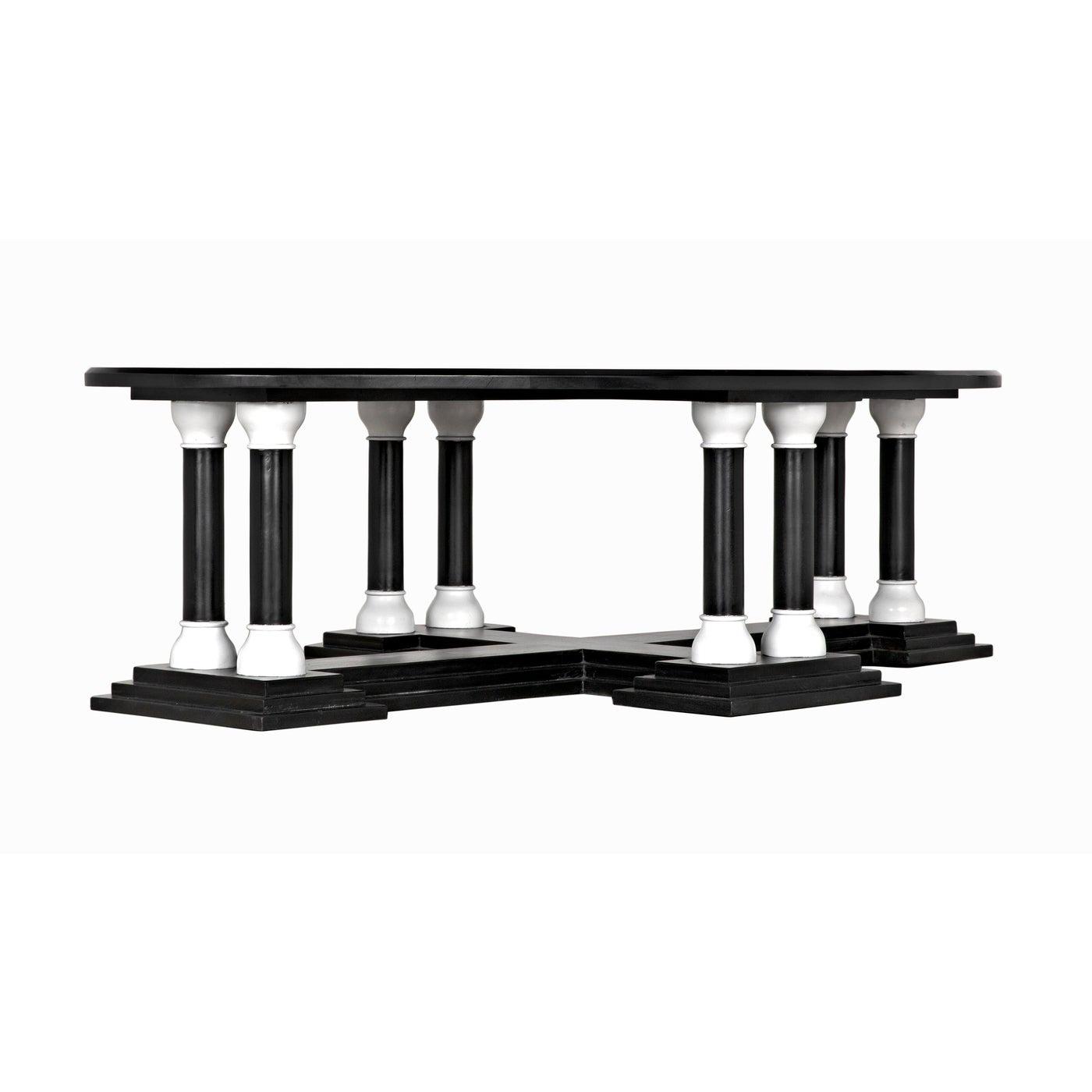 Noir Desoto Coffee Table, Hand Rubbed Black and Solid White-Noir Furniture-Blue Hand Home