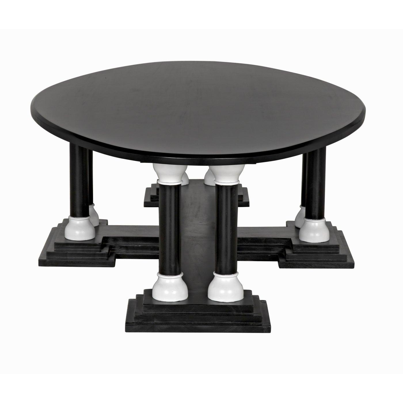 Noir Desoto Coffee Table, Hand Rubbed Black and Solid White-Noir Furniture-Blue Hand Home