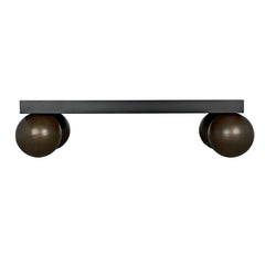 Noir Cosmo Coffee Table, Black Metal with Aged Brass Finish Legs-Noir Furniture-Blue Hand Home