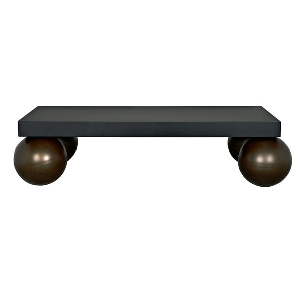 Noir Cosmo Coffee Table, Black Metal with Aged Brass Finish Legs-Noir Furniture-Blue Hand Home