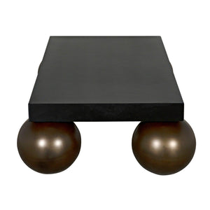 Noir Cosmo Coffee Table, Black Metal with Aged Brass Finish Legs-Noir Furniture-Blue Hand Home