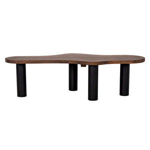 Schulz Coffee Table, Dark Walnut with Black Steel Base-Noir Furniture-Blue Hand Home