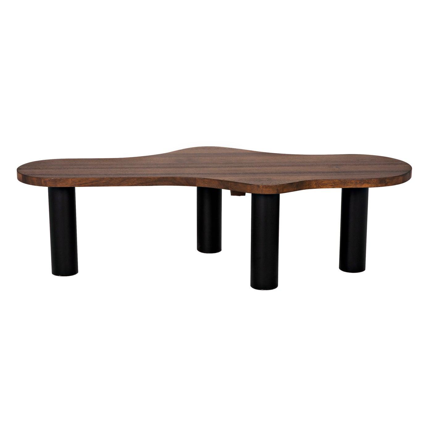 Schulz Coffee Table, Dark Walnut with Black Steel Base