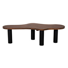 Schulz Coffee Table, Dark Walnut with Black Steel Base