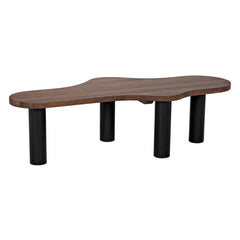 Schulz Coffee Table, Dark Walnut with Black Steel Base