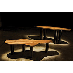Schulz Coffee Table, Dark Walnut with Black Steel Base
