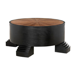 Tambour Coffee Table, Hand Rubbed Black with Veneer Top