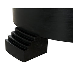 Tambour Coffee Table, Hand Rubbed Black with Veneer Top