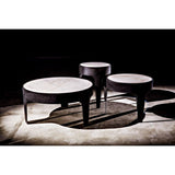 Noir Furniture Cylinder Round Coffee Table, Black Metal with Quartz Top-Noir Furniture-Blue Hand Home