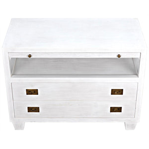 Noir 2-Drawer Side Table with Sliding Tray, White-Noir Furniture-Blue Hand Home