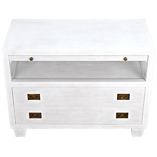 Noir 2-Drawer Side Table with Sliding Tray, White-Noir Furniture-Blue Hand Home