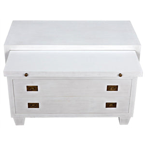 Noir 2-Drawer Side Table with Sliding Tray, White-Noir Furniture-Blue Hand Home