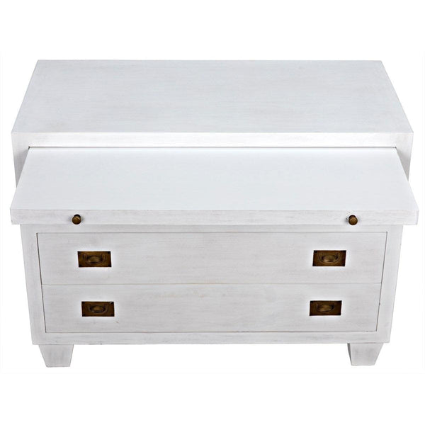 Noir 2-Drawer Side Table with Sliding Tray, White-Noir Furniture-Blue Hand Home