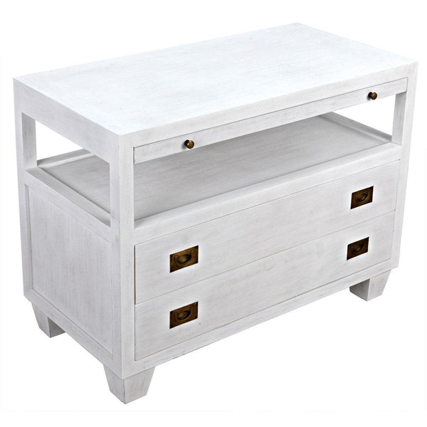 Noir 2-Drawer Side Table with Sliding Tray, White-Noir Furniture-Blue Hand Home