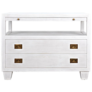 Noir 2-Drawer Side Table with Sliding Tray, White-Noir Furniture-Blue Hand Home